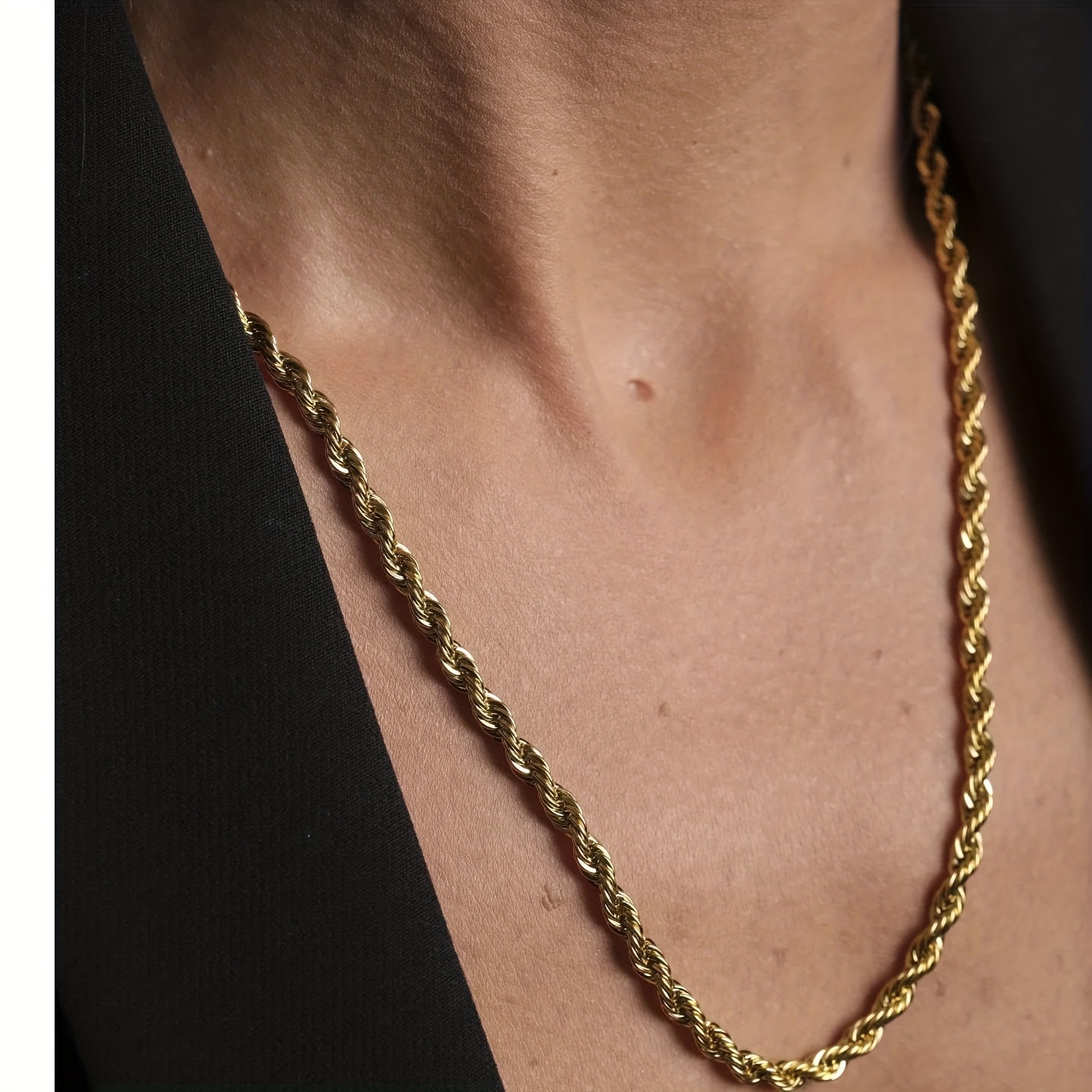 2pc Street Golden Rope Chain Set Necklace & Bracelet For Party Gift